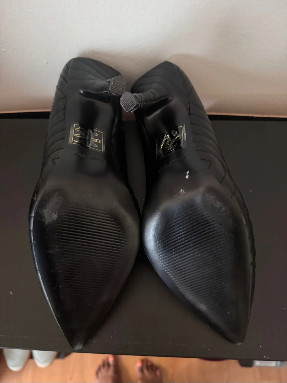 Aldo Black Quilted Pointed-Toe Heels